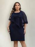 Vestido Fiesta Talla Grande Manga Capa Vg 130