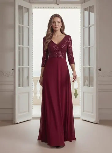 Vestido evasé largo al tobillo de gasa