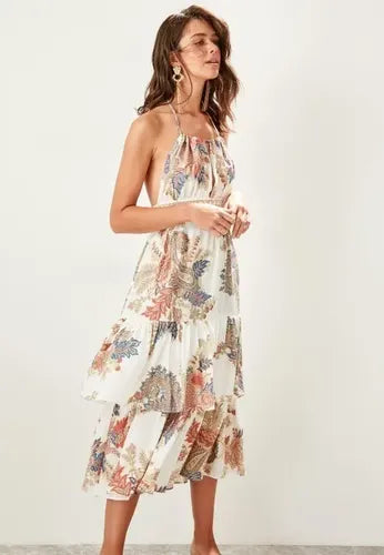 Vestido De Playa Con Espalda Descubierta Td 34 Blanco 40