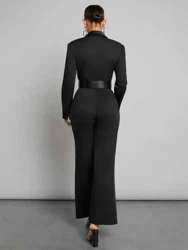 Entero Jumpsuit Cuello Con Solapa, Con Cinturón El 112