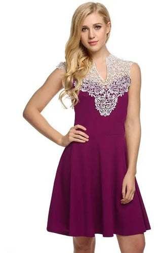 Vestido Burdeo  Y Purpura Tallas Grande Va 66