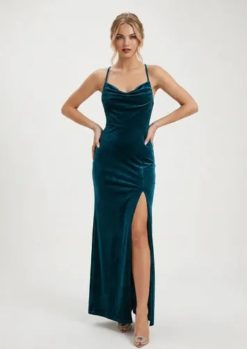 Vestido largo espalda descubierta corte sirena