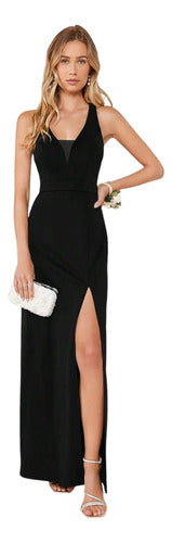 Vestido Largo Fiesta Escote V Mujer Elegante Va 618
