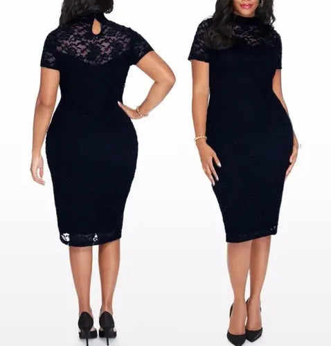 Vestido Encaje Azul Marino Tallas Grandes Modelo  Vg 13