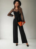 Entero Jumpsuit Mono Fiesta Cinturón Mangas El 155 Negro M