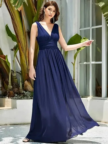 Vestido Fiesta Gasa Escote V Graduación Matrimonio Ep 07