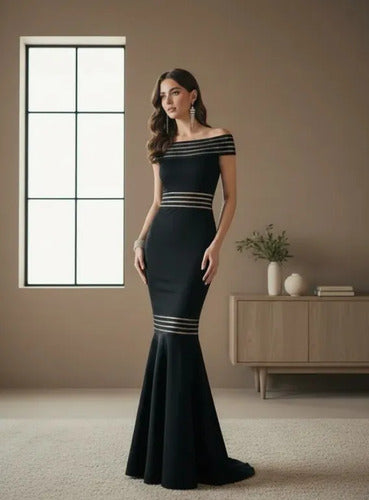 Vestido Negro Largo De Fiesta Graduación Va 196