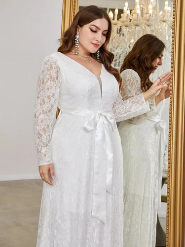 Vestido Novia Largo Blanco Talla Grande Ns 16