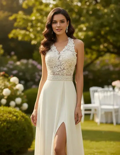 Vestido Largo Crema - vista 26