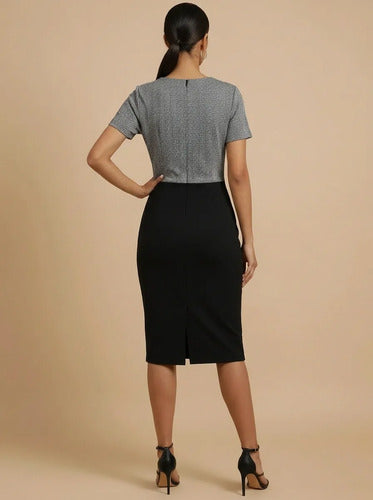 Vestido midi multicolor bodycon manga corta cuello redondo
