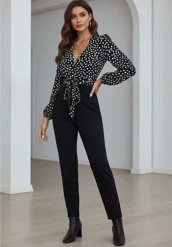 Entero Jumpsuit Mono Negro Fiesta Escote Cruzado  El 110 Negro M