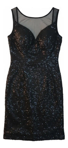 Vestido Fiesta Corto Lentejuelas  Vl 66 Negro S