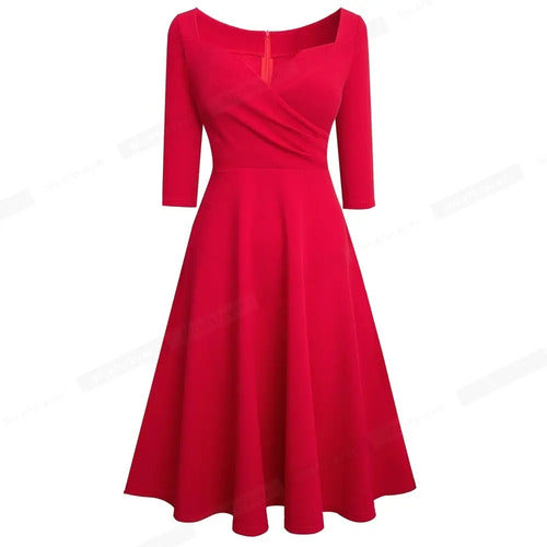 Vestido Retro Oficina Cóctel Formal Acampanado Swing Va 550
