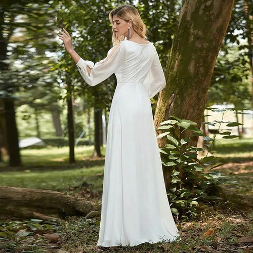 Vestido De Novia Bohemio Gasa Aplique Encaje Delpilar Np 13