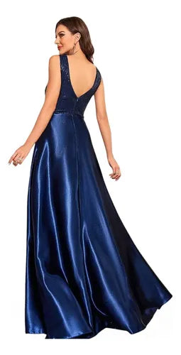 Vestido Fiesta Largo Mujer Lentejuela Satén Ep 240