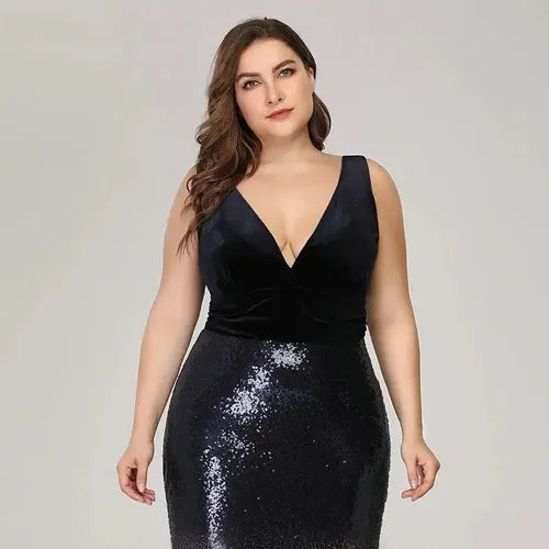 Vestidos Fiesta Gala Lentejuela Largo  Talla Grande Ep 173 Azul 14
