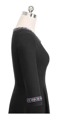 Vestido Fiesta Retro Estilo Étnico Apliques Bordados Va 426