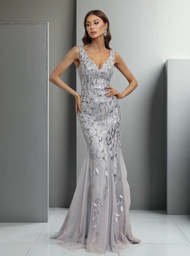 Vestido Fiesta Lentejuela Sirena Tul Ep 143c