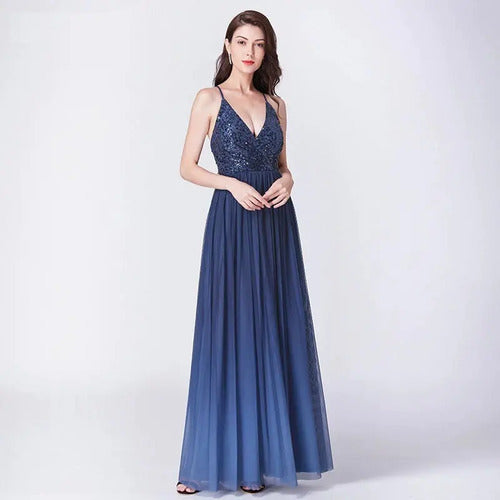 Vestido Fiesta Largo Lentejuelas Ep 130 Azul Oscuro 8