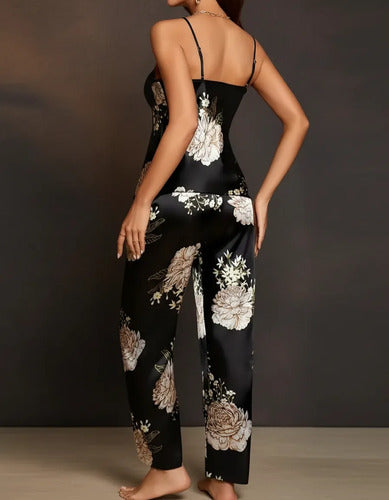 Conjunto Pijama Pantalón Y Top De Satén Pj 01