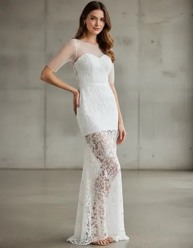 Vestido De Novia Mangas Encaje Transparencia Nd 03 Blanco 8
