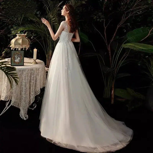 Vestido De Novia Floral Lentejuelas Nf 08