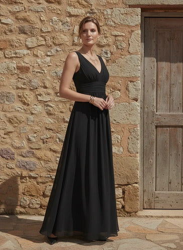 Vestido de gasa largo al tobillo