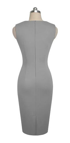 Vestido Formal Oficina Coctel Gris  Va 420