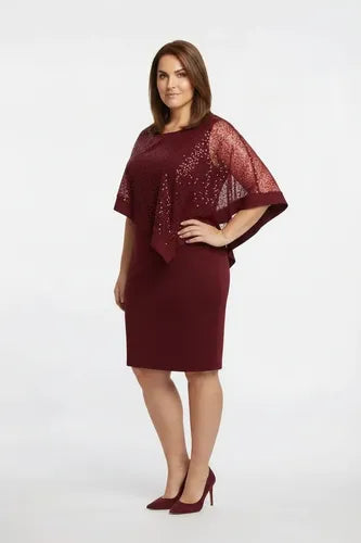 Vestido tubo manga capa talla grande