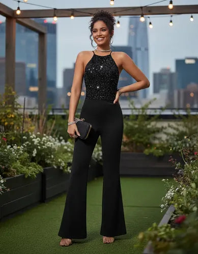 Entero Jumpsuit Mono Negro Fiesta  El 33