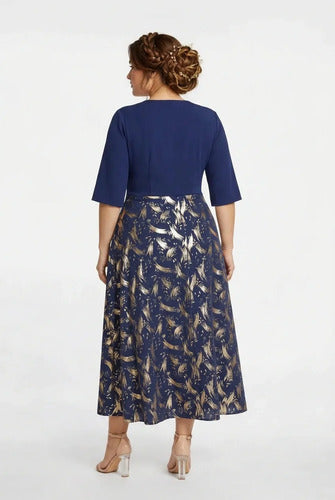 Vestido largo estampado escote cruzado talla grande
