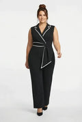 Mono negro escote cruzado sin mangas, talla grande