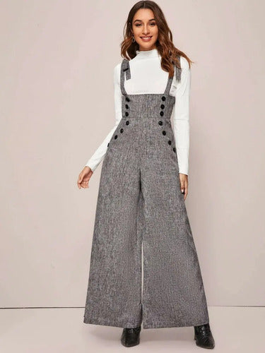 Entero Jumpsuit Overol Mono Pantalón Pierna Ancha  El 175 Gris S
