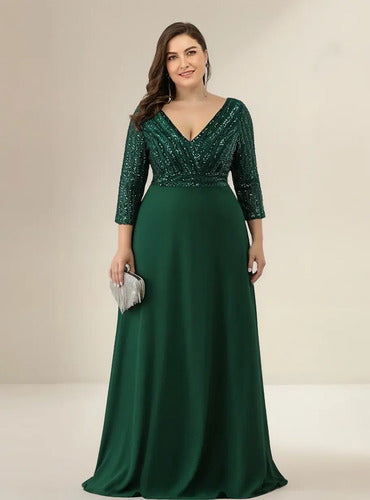 Vestido Fiesta Largo Matrimonio Talla Grande Ep 172