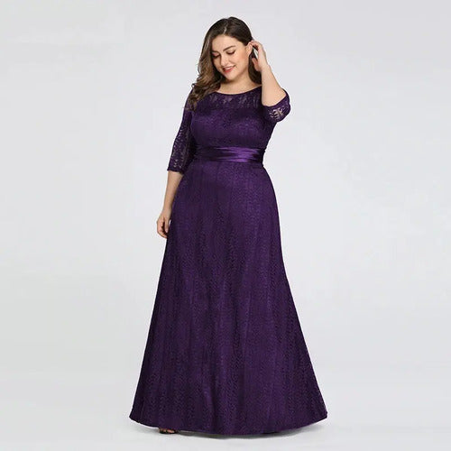 Vestido Fiesta Morado Manga Larga  Ep 119