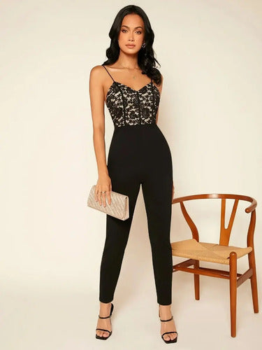 Entero Jumpsuit Mono Negro Pitillo Fiesta  El 89
