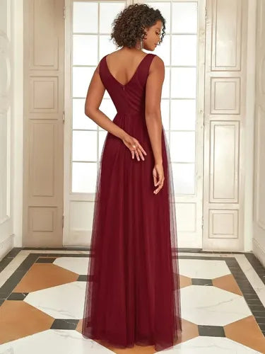 Vestido Fiesta Largo Matrimonio Graduación Ep 194 Bordó 4