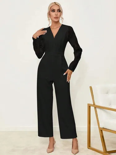 Entero Jumpsuit Mono Negro Fiesta Cadera Ancha El 107 Negro S