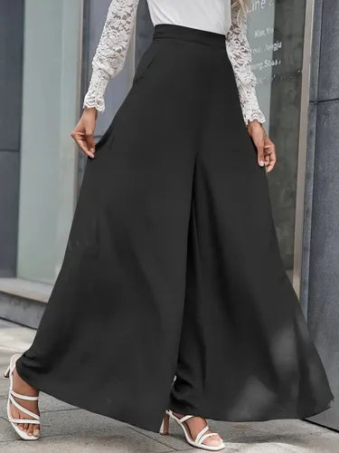Pantalón Mujer Cintura Alta Pierna Ancha Bolsillos Pt 11 Negro S