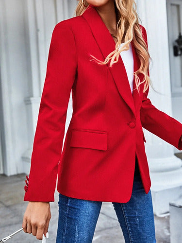 Bolero Blazer Tapado Fiesta Cuello Esmoquin Bb 21 Rojo S