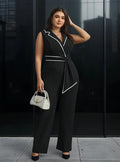 Entero Jumpsuit Talla Grande Escote Cruzado Sin Manga Vg 217