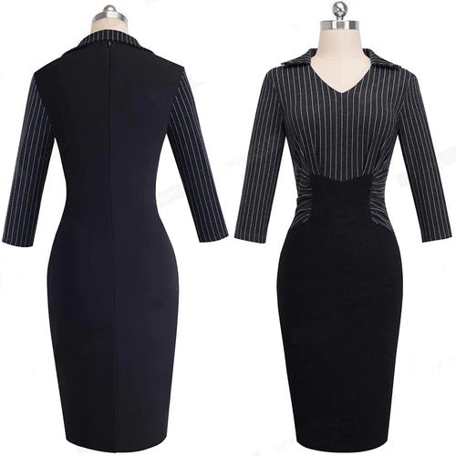 Vestido Formal Oficina Coctel Gris Va 367