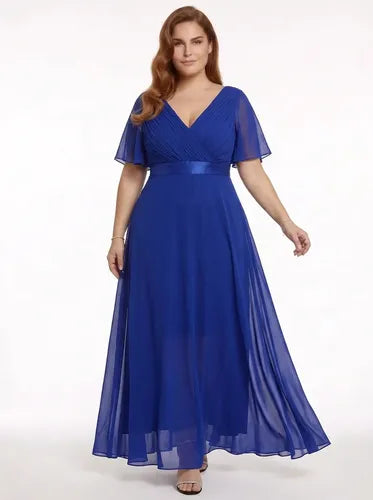 Vestido evasé largo al tobillo burdeo talla grande