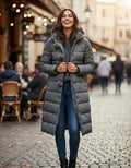 Parka Mujer Acolchada Con Cinturón Y Capuchón Gris Gris S