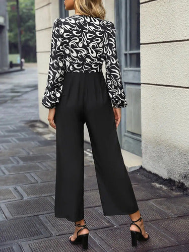 Entero Jumpsuit Mono Negro Estampado Fiesta  El 158 Negro S