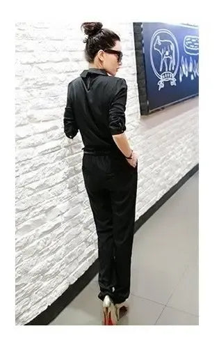 Traje Mujer Conjunto Blusa + Pantalón Negro Entero C 02 Negro M