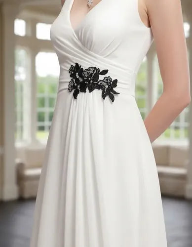 Vestido Fiesta Largo Gasa Graduación Matrimonio Ep 06 Blanco 4