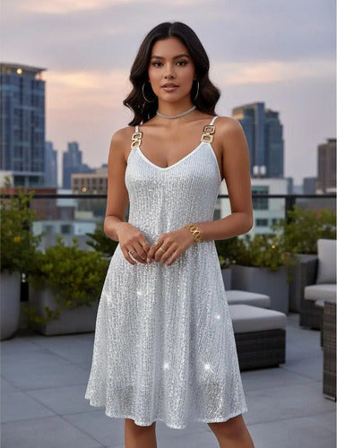 Vestido Fiesta Hombros Descubiertos Lentejuelas Vl 70