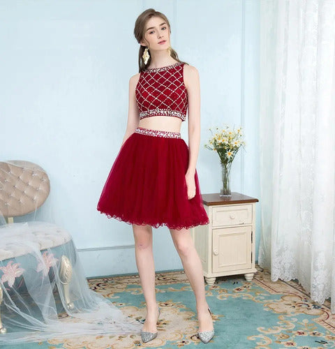 Vestidos Fiesta Crop Top Falda Graduación  Ep 301