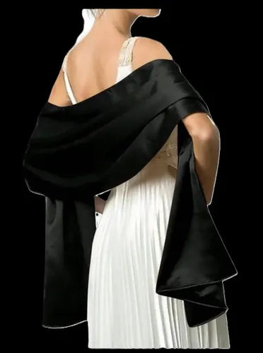 Chal De Satén Para Mujer, Bufanda Extra Larga Bb 74 Negro Única